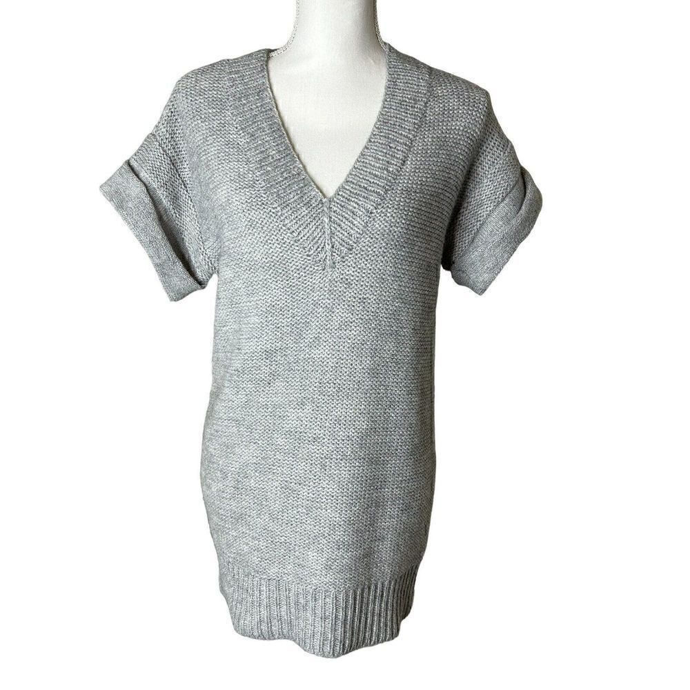 J.CREW Women’s Gray Super Fine Alpaca/Marino Wool Deep V Neck Sweater Size XS